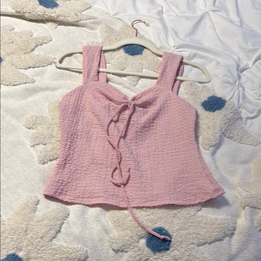 See You Monday Pink Textured Tank Top